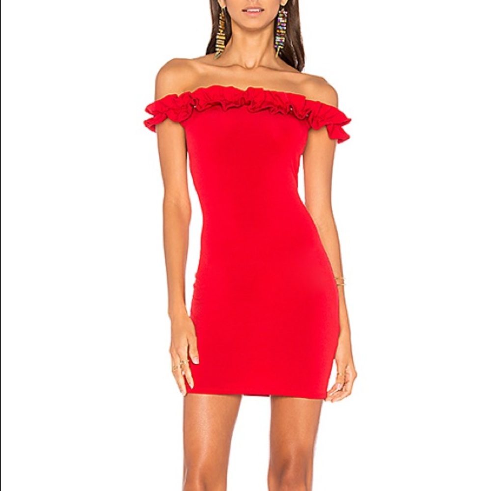 Red ruffle dress